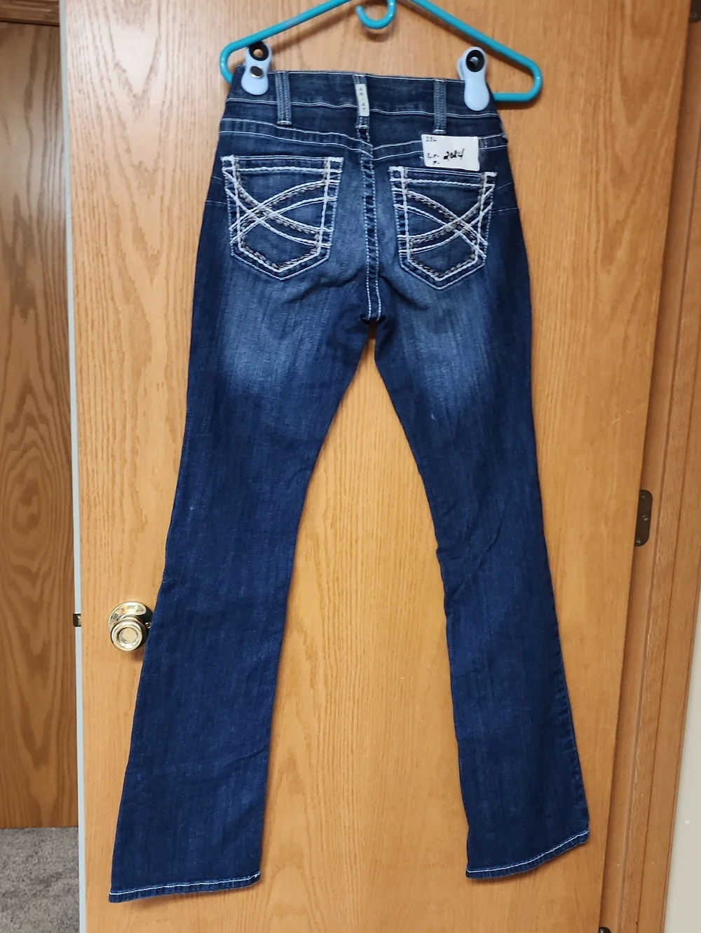 Ariat Women's Dark Blue Bootcut Jeans with Contrast Stitching 28L number 2084